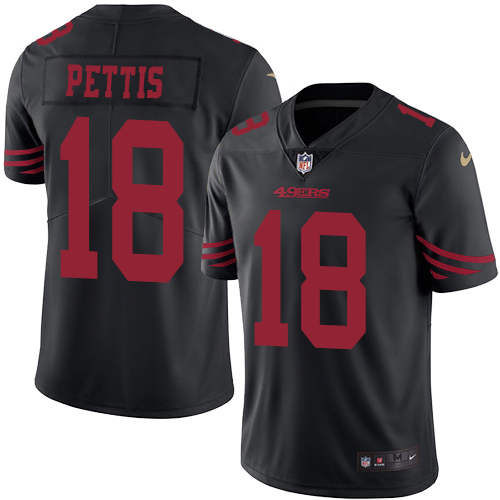 Nike 49ers #18 Dante Pettis Black Men's Stitched NFL Limited Rush Jersey Nike 49ers #18 Dante Pettis Black Men's Stitched NFL Limited Rush Jersey