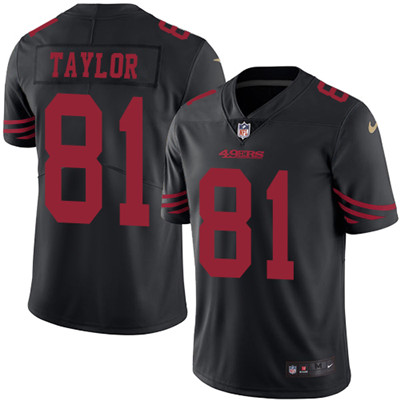 Nike 49ers #81 Trent Taylor Black Men's Stitched NFL Limited Rush Jersey Nike 49ers #81 Trent Taylor Black Men's Stitched NFL Limited Rush Jersey