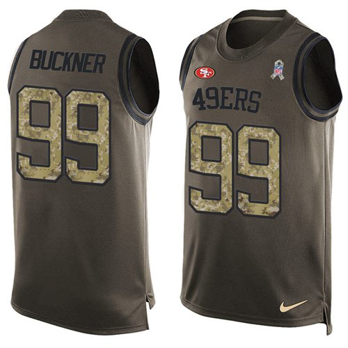 Nike 49ers #99 DeForest Buckner Green Men's Stitched NFL Limited Salute To Service Tank Top Jersey Nike 49ers #99 DeForest Buckner Green Men's Stitched NFL Limited Salute To Service Tank Top Jersey