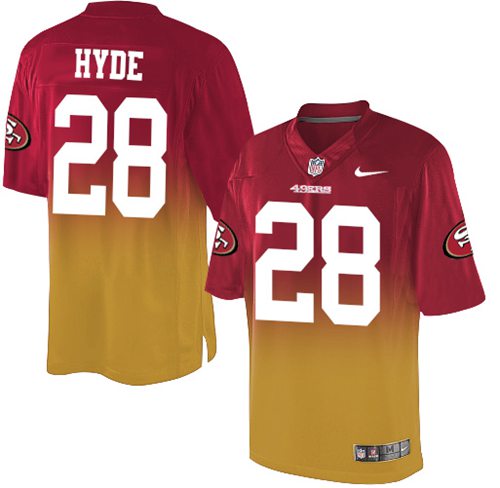 Nike 49ers #28 Carlos Hyde Red Gold Men's Stitched NFL Elite Fadeaway Fashion Jersey Nike 49ers #28 Carlos Hyde Red Gold Men's Stitched NFL Elite Fadeaway Fashion Jersey