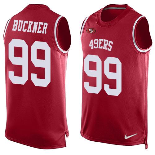 Nike 49ers #99 DeForest Buckner Red Team Color Men's Stitched NFL Limited Tank Top Jersey Nike 49ers #99 DeForest Buckner Red Team Color Men's Stitched NFL Limited Tank Top Jersey