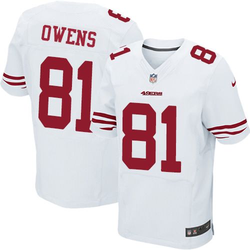 Nike 49ers #81 Terrell Owens White Men's Stitched NFL Elite Jersey Nike 49ers #81 Terrell Owens White Men's Stitched NFL Elite Jersey