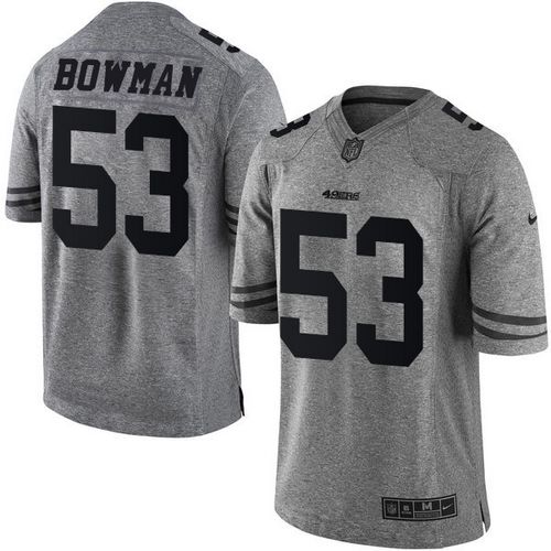 Nike 49ers #53 NaVorro Bowman Gray Men's Stitched NFL Limited Gridiron Gray Jersey Nike 49ers #53 NaVorro Bowman Gray Men's Stitched NFL Limited Gridiron Gray Jersey