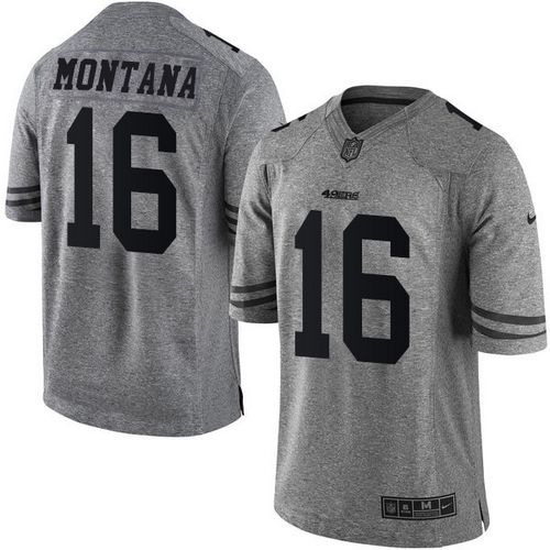 Nike 49ers #16 Joe Montana Gray Men's Stitched NFL Limited Gridiron Gray Jersey Nike 49ers #16 Joe Montana Gray Men's Stitched NFL Limited Gridiron Gray Jersey