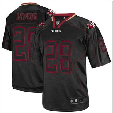 Nike San Francisco 49ers #28 Carlos Hyde Lights Out Black Men's Stitched NFL Elite Jersey Nike San Francisco 49ers #28 Carlos Hyde Lights Out Black Men's Stitched NFL Elite Jersey