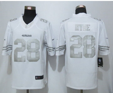 Nike San Francisco 49ers #28 Carlos Hyde Platinum White Limited Jerseys Nike San Francisco 49ers #28 Carlos Hyde Platinum White Limited Jerseys
