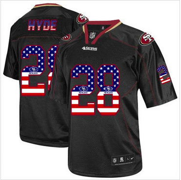 Nike San Francisco 49ers #28 Carlos Hyde Black Men's NFL Elite USA Flag Fashion Jersey Nike San Francisco 49ers #28 Carlos Hyde Black Men's NFL Elite USA Flag Fashion Jersey