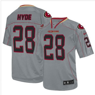Nike San Francisco 49ers #28 Carlos Hyde Lights Out Grey Men's NFL Elite Jersey Nike San Francisco 49ers #28 Carlos Hyde Lights Out Grey Men's NFL Elite Jersey