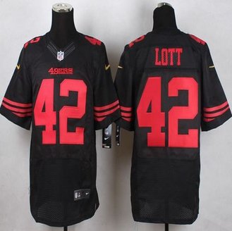 New San Francisco 49ers #42 Ronnie Lott Black Alternate Men's Stitched NFL Elite Jersey New San Francisco 49ers #42 Ronnie Lott Black Alternate Men's Stitched NFL Elite Jersey
