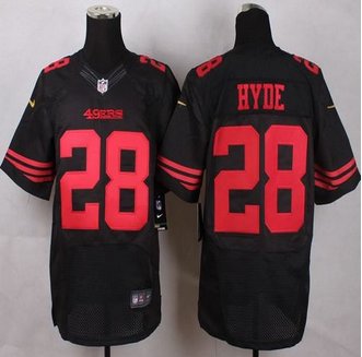 New San Francisco 49ers #28 Carlos Hyde Black Alternate Men's Stitched NFL Elite Jersey