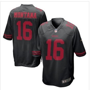 New San Francisco 49ers #16 Joe Montana Black Alternate Game Jersey New San Francisco 49ers #16 Joe Montana Black Alternate Game Jersey
