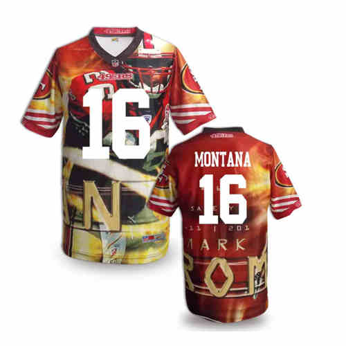 New San Francisco 49ers 16 Joe Montana Team Color NFL Elite Fanatical Version Jersey New San Francisco 49ers 16 Joe Montana Team Color NFL Elite Fanatical Version Jersey