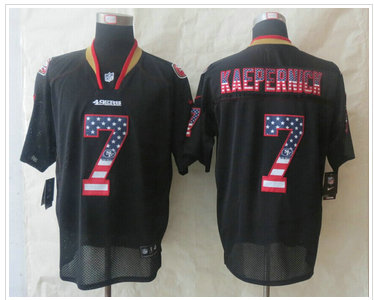 New San Francisco 49ers #7 Colin Kaepernick USA Flag Fashion Black Elite Jerseys