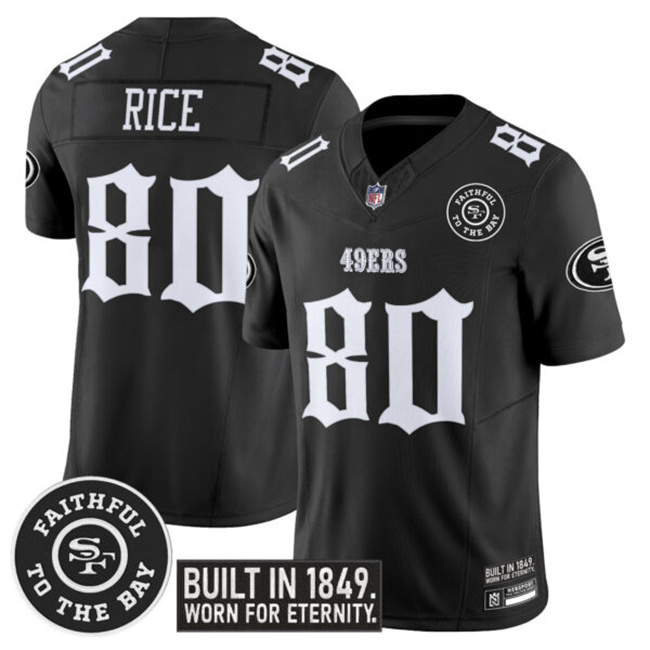 Men's San Francisco 49ers #80 Jerry Rice Black F.U.S.E. 'Fog City Gothic Edition' Vapor Limited Stitched Football Jersey Men's San Francisco 49ers #80 Jerry Rice Black F.U.S.E. 'Fog City Gothic Edition' Vapor Limited Stitched Football Jersey
