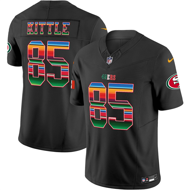 Men's San Francisco 49ers #85 George kittle Black Mexico 2026 F.U.S.E. Vapor Untouchable Limited Stitched Football Jersey Men's San Francisco 49ers #85 George kittle Black Mexico 2026 F.U.S.E. Vapor Untouchable Limited Stitched Football Jersey