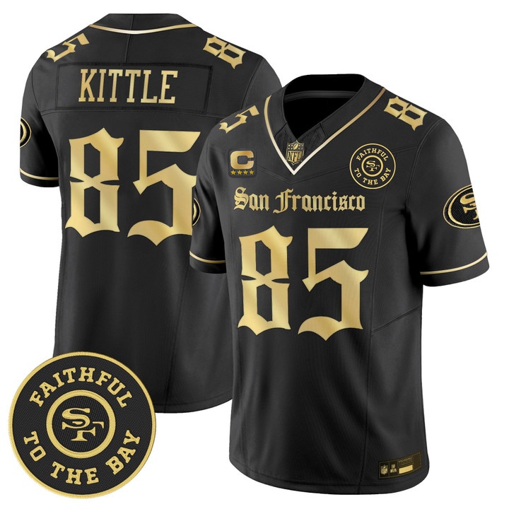 Men's San Francisco 49ers #85 George kittle 'Gothic Edition' Black Gold Vapor Limited Jersey