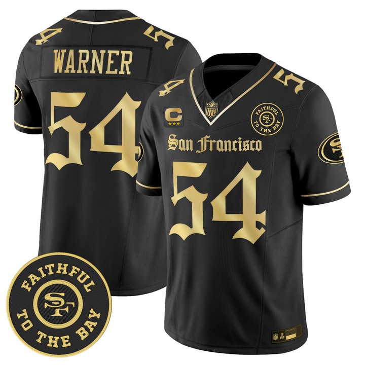 Men's San Francisco 49ers #54 Fred Warner 'Gothic Edition' Black Gold Vapor Limited Jersey Men's San Francisco 49ers #54 Fred Warner 'Gothic Edition' Black Gold Vapor Limited Jersey