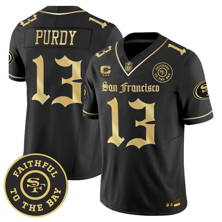 Men's San Francisco 49ers #13 Brock Purdy 'Gothic Edition' Black Gold Vapor Limited Jersey