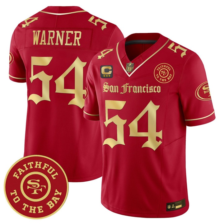 Men's San Francisco 49ers #54 Fred Warner 'Gothic Edition' Red Gold Vapor Limited Jersey