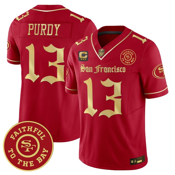 Men's San Francisco 49ers #13 Brock Purdy 'Gothic Edition' Red Gold Vapor Limited Jersey