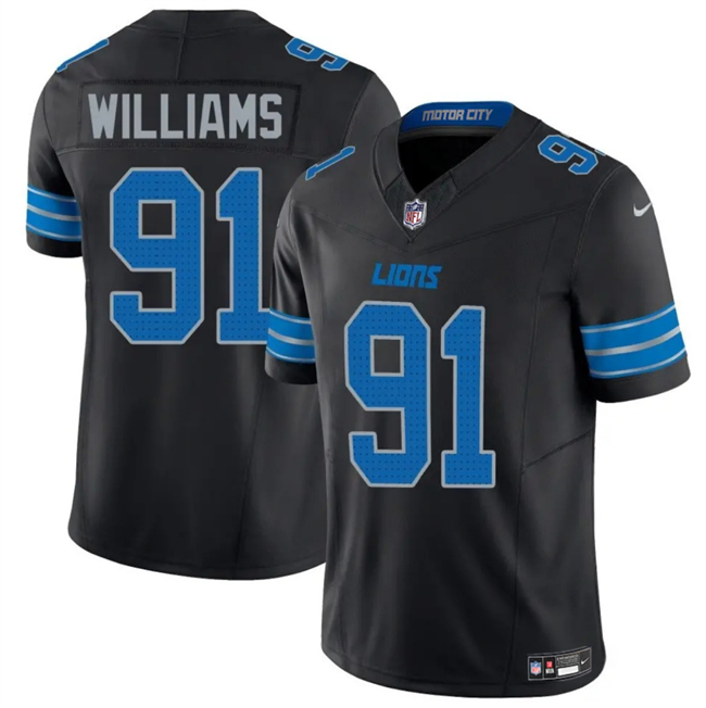 Men's Detroit Lions #91 Tyleik Williams Black 2025 F.U.S.E. Vapor Limited Stitched Jersey Men's Detroit Lions #91 Tyleik Williams Black 2025 F.U.S.E. Vapor Limited Stitched Jersey