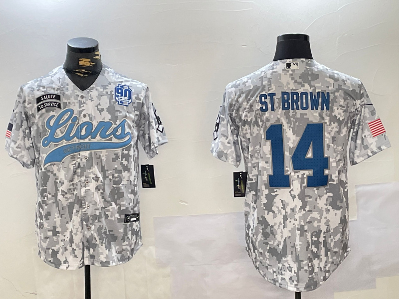 Men's Detroit Lions #14 Amon-Ra St. Brown 2024 Arctic Camo Salute To Service Stitched Baseball Jersey 3 Men's Detroit Lions #14 Amon-Ra St. Brown 2024 Arctic Camo Salute To Service Stitched Baseball Jersey 3