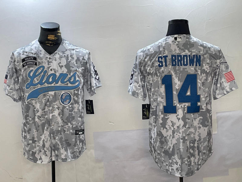 Men's Detroit Lions #14 Amon-Ra St. Brown 2024 Arctic Camo Salute To Service Stitched Baseball Jersey 1 Men's Detroit Lions #14 Amon-Ra St. Brown 2024 Arctic Camo Salute To Service Stitched Baseball Jersey 1