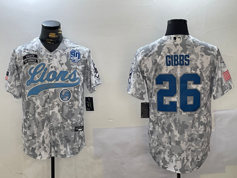 Men's Detroit Lions #26 Jahmyr Gibbs 2024 Arctic Camo Salute To Service Stitched Baseball Jersey 6 Men's Detroit Lions #26 Jahmyr Gibbs 2024 Arctic Camo Salute To Service Stitched Baseball Jersey 6
