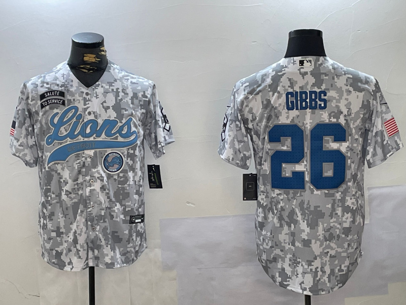 Men's Detroit Lions #26 Jahmyr Gibbs 2024 Arctic Camo Salute To Service Stitched Baseball Jersey 1 Men's Detroit Lions #26 Jahmyr Gibbs 2024 Arctic Camo Salute To Service Stitched Baseball Jersey 1