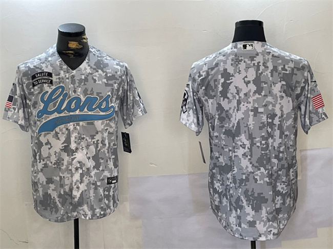 Men's Detroit Lions Blank 2024 Arctic Camo Salute To Service Stitched Baseball Jersey Men's Detroit Lions Blank 2024 Arctic Camo Salute To Service Stitched Baseball Jersey