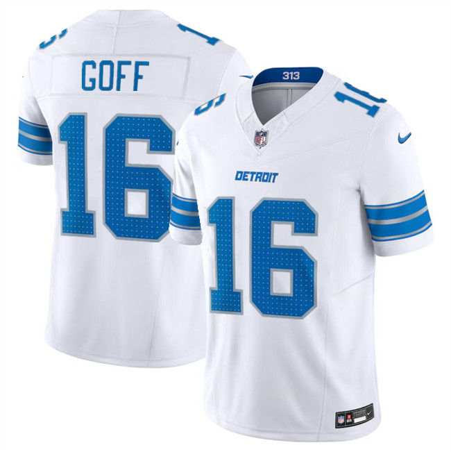 Men's Detroit Lions #16 Jared Goff White 2024 F.U.S.E. Vapor Limited Stitched Jersey Men's Detroit Lions #16 Jared Goff White 2024 F.U.S.E. Vapor Limited Stitched Jersey