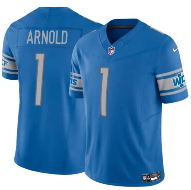 Men's Detroit Lions #1 Terrion Arnold Blue 2024 Draft F.U.S.E. Vapor Untouchable Limited Stitched Jersey Men's Detroit Lions #1 Terrion Arnold Blue 2024 Draft F.U.S.E. Vapor Untouchable Limited Stitched Jersey