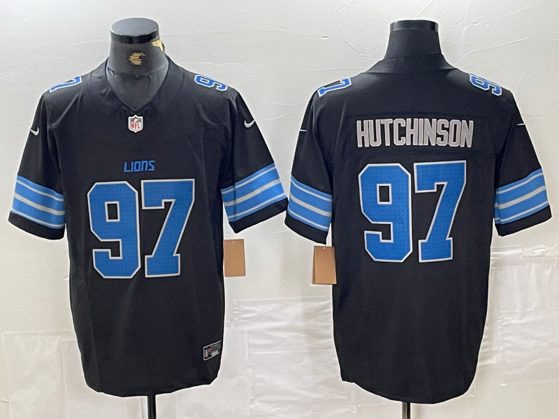 Men's Detroit Lions #97 Aidan Hutchinson Black 2024 F.U.S.E. 2nd Alternate Vapor Limited Stitched Jersey Men's Detroit Lions #97 Aidan Hutchinson Black 2024 F.U.S.E. 2nd Alternate Vapor Limited Stitched Jersey