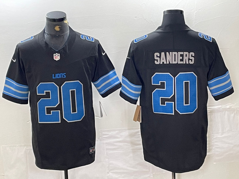 Men's Detroit Lions #20 Barry Sanders Black 2024 F.U.S.E. 2nd Alternate Vapor Limited Stitched Jersey Men's Detroit Lions #20 Barry Sanders Black 2024 F.U.S.E. 2nd Alternate Vapor Limited Stitched Jersey