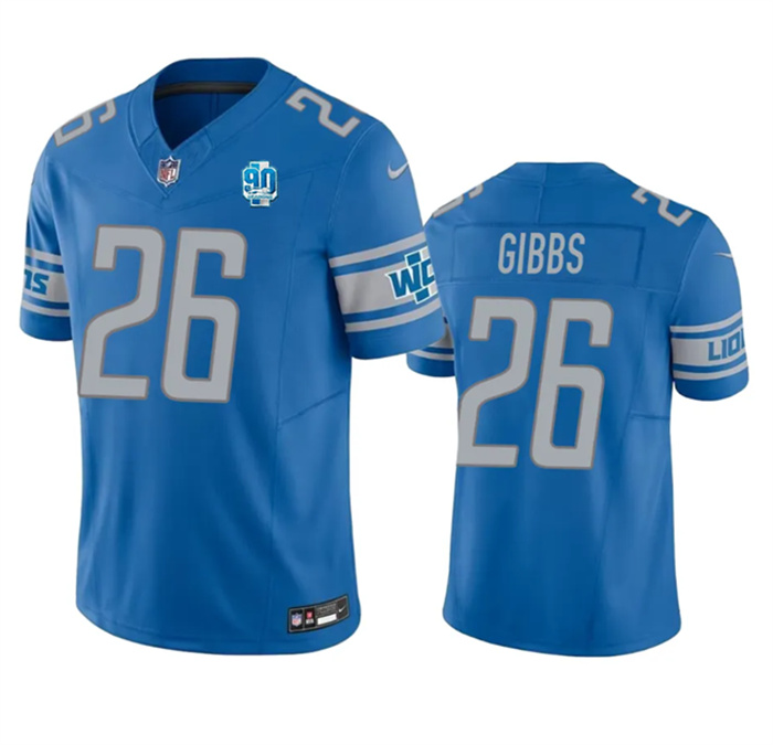 Men's Detroit Lions #26 Jahmyr Gibbs Blue 2023 F.U.S.E. 90th Anniversary Vapor Untouchable Limited Stitched Jersey Men's Detroit Lions #26 Jahmyr Gibbs Blue 2023 F.U.S.E. 90th Anniversary Vapor Untouchable Limited Stitched Jersey