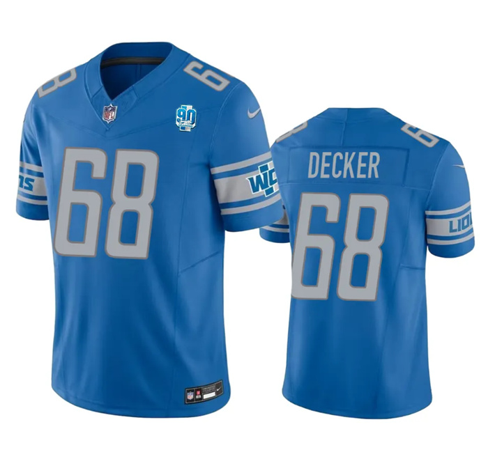 Men's Detroit Lions #68 Taylor Decker Blue 2023 F.U.S.E. 90th Anniversary Vapor Untouchable Limited Stitched Jersey Men's Detroit Lions #68 Taylor Decker Blue 2023 F.U.S.E. 90th Anniversary Vapor Untouchable Limited Stitched Jersey