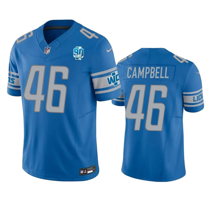 Men's Detroit Lions #46 Jack Campbell Blue 2023 F.U.S.E. 90th Anniversary Vapor Untouchable Limited Stitched Jersey Men's Detroit Lions #46 Jack Campbell Blue 2023 F.U.S.E. 90th Anniversary Vapor Untouchable Limited Stitched Jersey