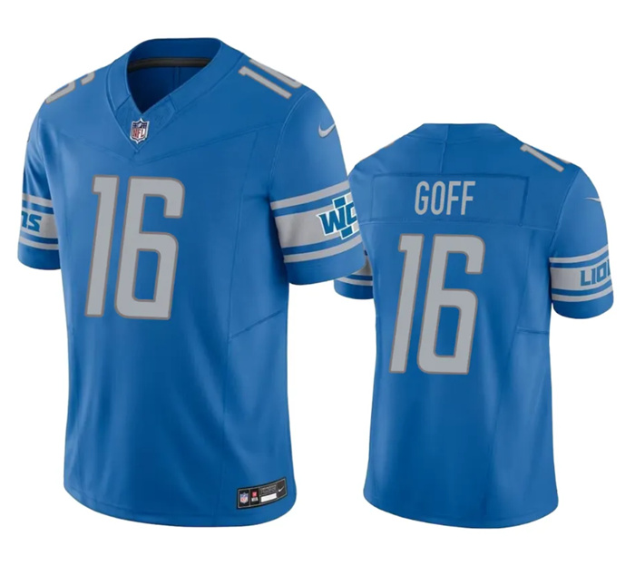 Men's Detroit Lions #16 Jared Goff Blue 2023 F.U.S.E. Vapor Untouchable Limited Stitched Jersey Men's Detroit Lions #16 Jared Goff Blue 2023 F.U.S.E. Vapor Untouchable Limited Stitched Jersey