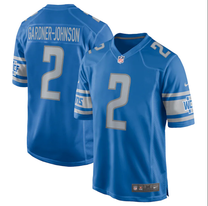Men's Detroit Lions #2 Chauncey Gardner-Johnson Blue Detroit Lions Stitched Game Jersey Men's Detroit Lions #2 Chauncey Gardner-Johnson Blue Detroit Lions Stitched Game Jersey