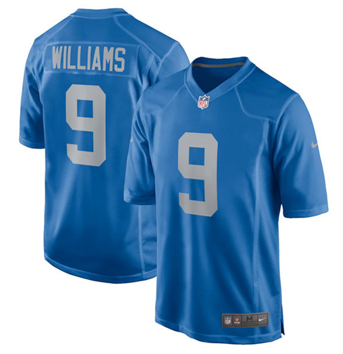 Men's Detroit Lions #9 Jameson Williams 2022 Blue Stitched Game Jerseys Men's Detroit Lions #9 Jameson Williams 2022 Blue Stitched Game Jerseys