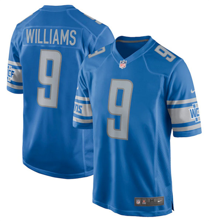 Men's Detroit Lions #9 Jameson Williams 2022 Blue Stitched Game Jersey Men's Detroit Lions #9 Jameson Williams 2022 Blue Stitched Game Jersey