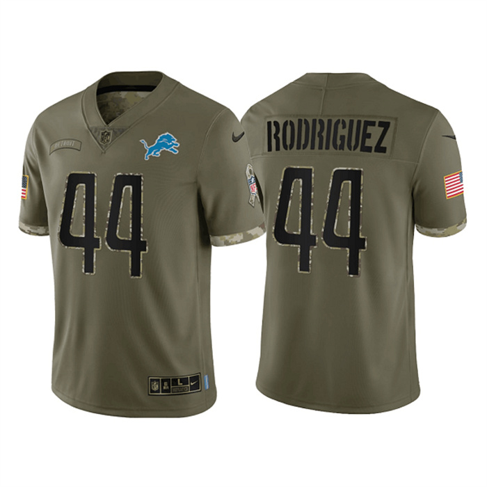 Men's Detroit Lions #44 Malcolm Rodriguez Olive 2022 Salute To Service Limited Stitched Jersey Men's Detroit Lions #44 Malcolm Rodriguez Olive 2022 Salute To Service Limited Stitched Jersey