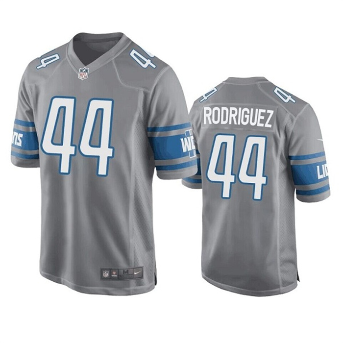Men's Detroit Lions #44 Malcolm Rodriguez Grey Stitched Game Jersey Men's Detroit Lions #44 Malcolm Rodriguez Grey Stitched Game Jersey
