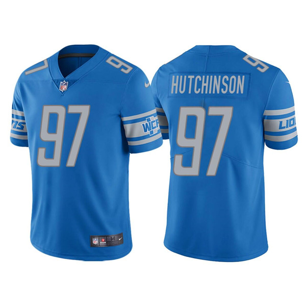Men's Detroit Lions #97 Aidan Hutchinson Blue NFL Draft Vapor Untouchable Limited Stitched Jersey Men's Detroit Lions #97 Aidan Hutchinson Blue NFL Draft Vapor Untouchable Limited Stitched Jersey