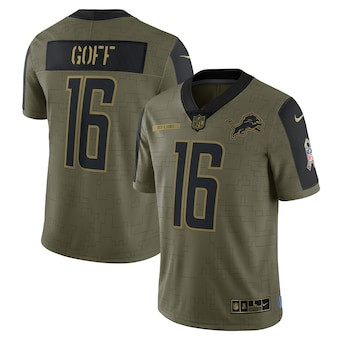 Men's Detroit Lions #16 Jared Goff Nike Olive 2021 Salute To Service Limited Player Jersey Men's Detroit Lions #16 Jared Goff Nike Olive 2021 Salute To Service Limited Player Jersey