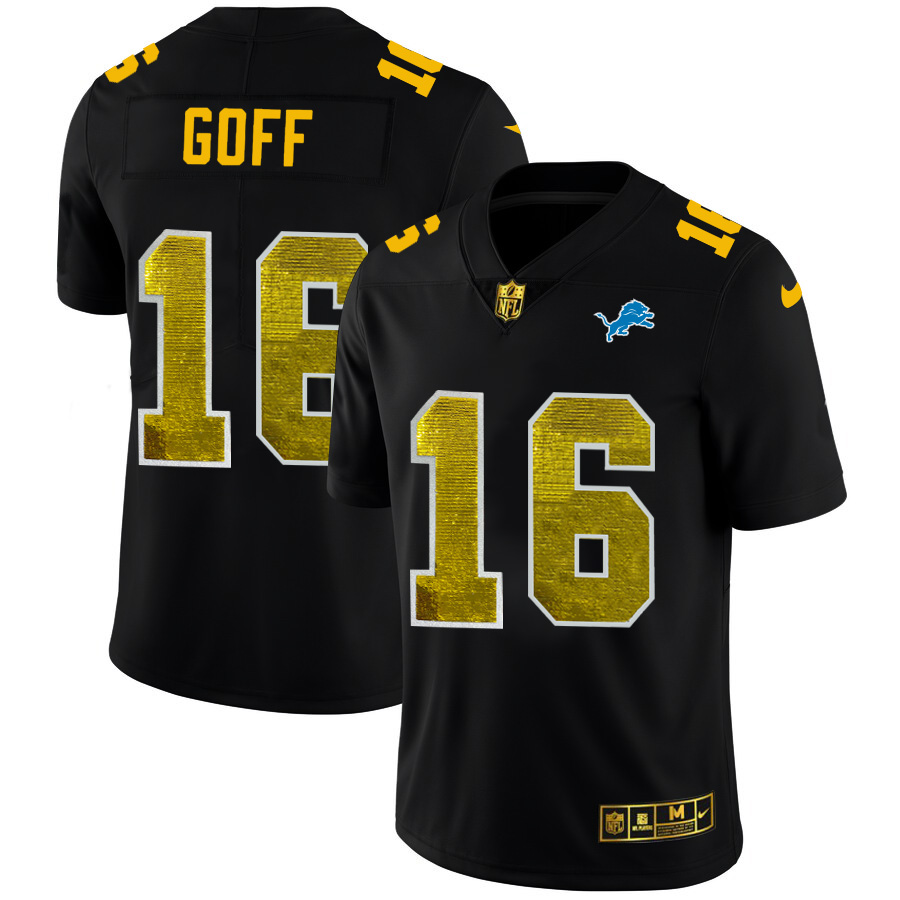 Detroit Lions #16 Jared Goff Men's Black Nike Golden Sequin Vapor Limited NFL Jersey Detroit Lions #16 Jared Goff Men's Black Nike Golden Sequin Vapor Limited NFL Jersey