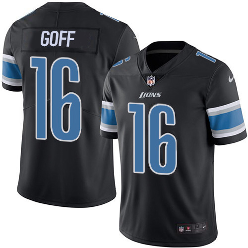 Detroit Lions #16 Jared Goff Black Men's Stitched NFL Limited Rush Jersey Detroit Lions #16 Jared Goff Black Men's Stitched NFL Limited Rush Jersey
