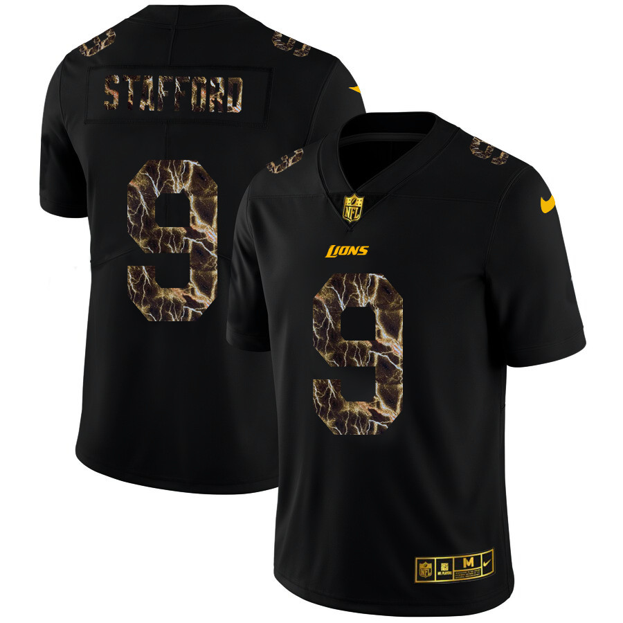 Detroit Lions #9 Matthew Stafford Men's Black Nike Flocked Lightning Vapor Limited NFL Jersey Detroit Lions #9 Matthew Stafford Men's Black Nike Flocked Lightning Vapor Limited NFL Jersey