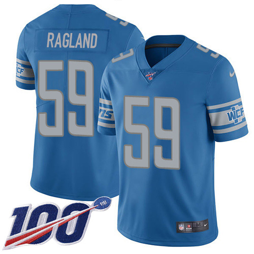 Nike Lions #59 Reggie Ragland Blue Team Color Men's Stitched NFL 100th Season Vapor Untouchable Limited Jersey Nike Lions #59 Reggie Ragland Blue Team Color Men's Stitched NFL 100th Season Vapor Untouchable Limited Jersey
