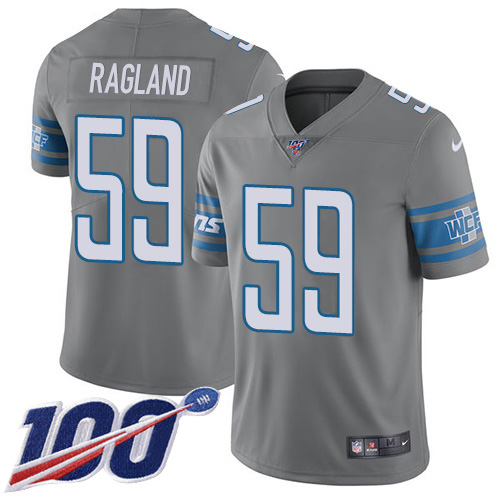 Nike Lions #59 Reggie Ragland Gray Men's Stitched NFL Limited Rush 100th Season Jersey Nike Lions #59 Reggie Ragland Gray Men's Stitched NFL Limited Rush 100th Season Jersey